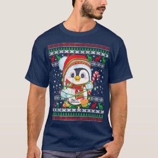 T-shirt Mignonne Pingouin Éclairage Laid De Noël Vilain Po