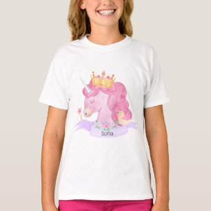T-shirt 👑 mignonne Princesse Unicorn Nom personnalisé
