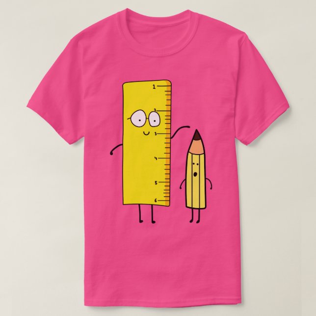 T-shirt Mignonne Règle Mesure Un Crayon (Design devant)