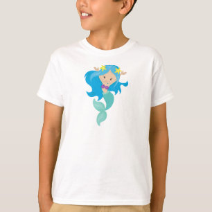 T-shirt Mignonne Sirène, Petite Sirène, Épée, Cheveux Bleu