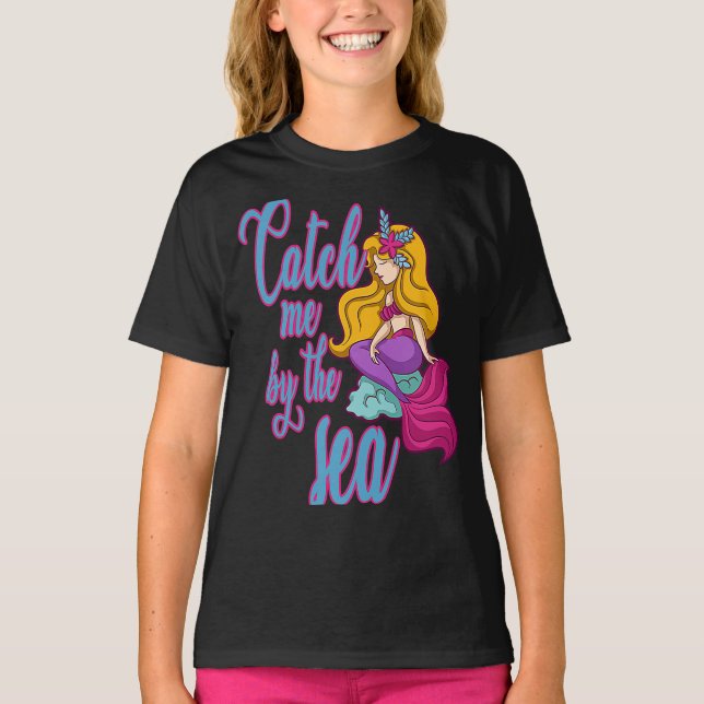 T-shirt Mignonne sirène vagues mer pour les fans de sirène (Devant)