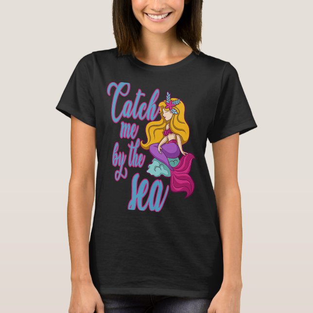 T-shirt Mignonne sirène vagues mer pour les fans de sirène (Devant)