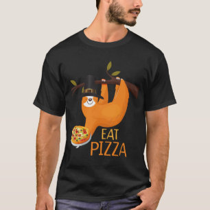 T-shirt Mignonne Sloth Mange Pizza Adulte Vegan Kids Drôle
