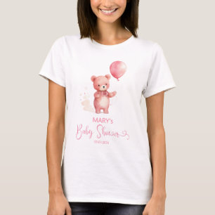 T-shirt Mignonne Teddy Ours Rose Balloon Fille Maman À Êtr