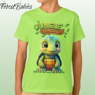 T-shirt Mignonne Tortue Boîte Tortue Caractère Animal Vert