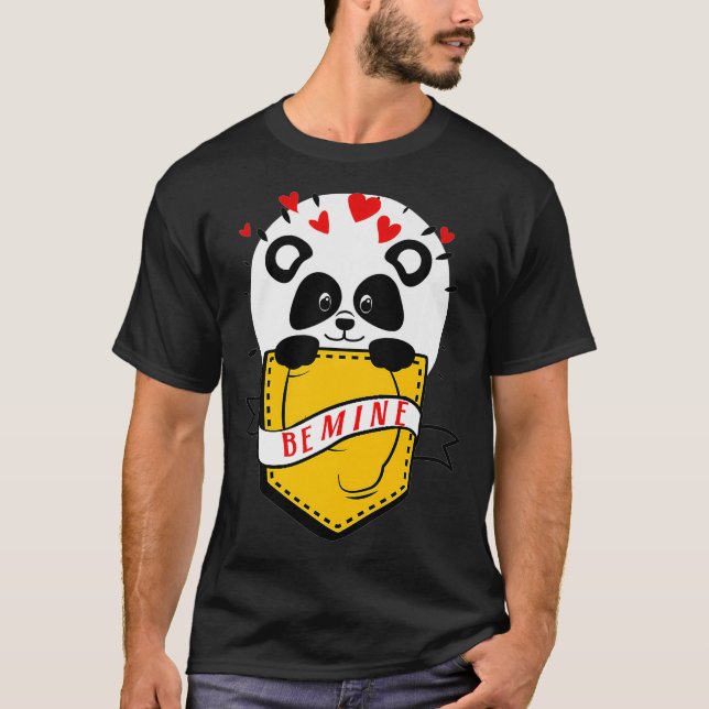 T-shirt Mignonne Valentines Day, Be Mine Panda, Funny Vale (Devant)