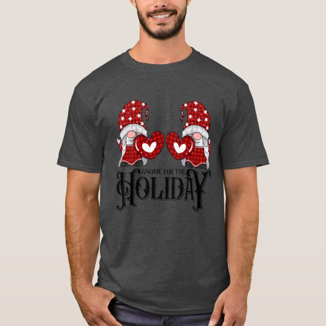 T-shirt Mignonnes gnomes de vacances, couple romantique (Devant)