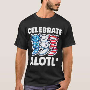 T-shirt Mignons Axolottes américains 4 juillet Rouge Blanc