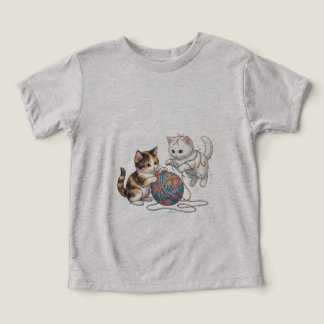 T-Shirt Mignons Chatons Ludiques avec Pelote de La