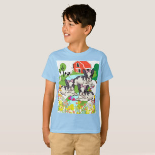 T-shirt Mignons chiots Pitbull Houston noir et blanc