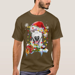 T-shirt Mignons feux de Noël Bull Terrier Chien avec Père