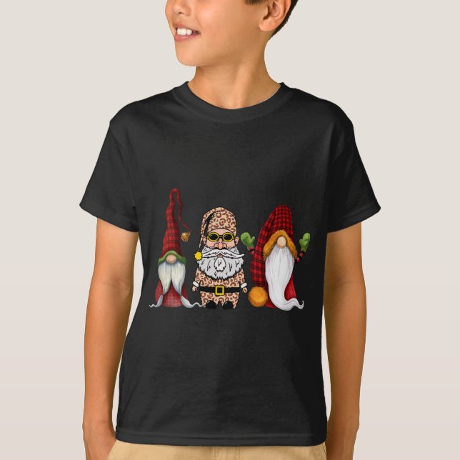 T-shirt Mignons Gnomes de Noël Gnomes Leopard carré (Devant)