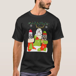 T-shirt Mignons Maltais De Noël En Sock Xmas Reindeer Père