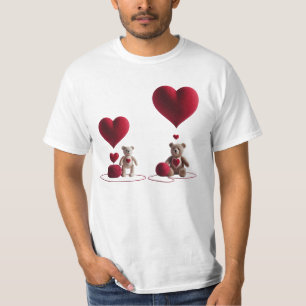 T-shirt Mignons ours en peluche Gros petit cœur pour homme