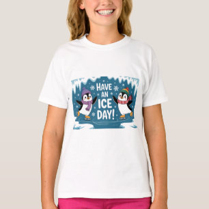 T-shirt Mignons pingouins patinant dessin animé, Passez un