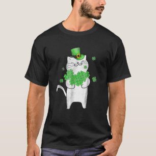 T-shirt Mignons Shamrocks Amoureux de les chats Jour de la