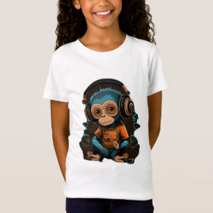 T-Shirt Mignons Singe Écouter Musique, Musique Singe Immer