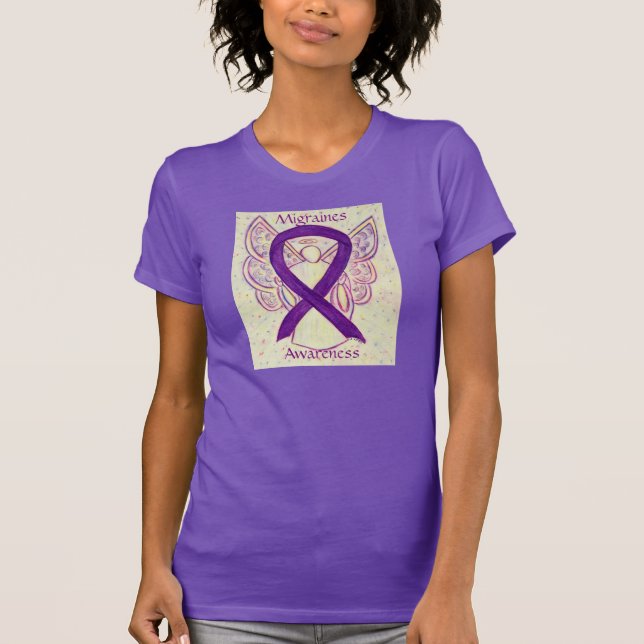 T-shirt Migraines Sensibilisation Ruban Angel Custom Shirt (Devant)