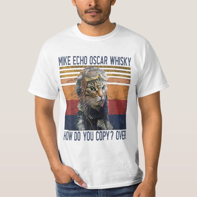 T-shirt Mike Echo Oscar Whisky Comment Copier Pilote Kitty (Devant)