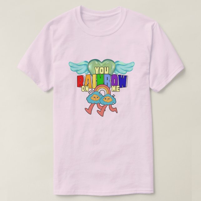 T-shirt Mikitiez cupide mignon arc-en-ciel jumeaux (Design devant)