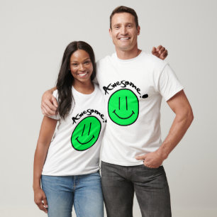 T-shirt Mikitiez face souriante école été printemps vert