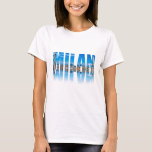 T-shirt Milan étiquette composé de Milan skyline en Italie