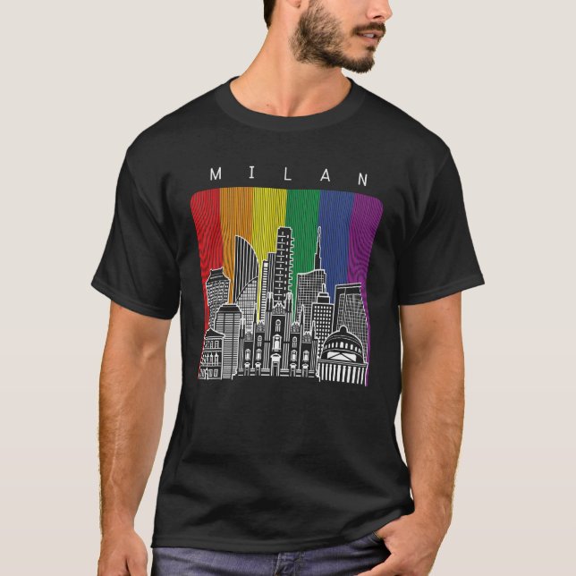 T-shirt Milan Italie Gay pride drapeau arc-en-ciel (Devant)
