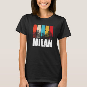T-shirt Milan Skyline Retro Italie Du Nord Italie Milan C
