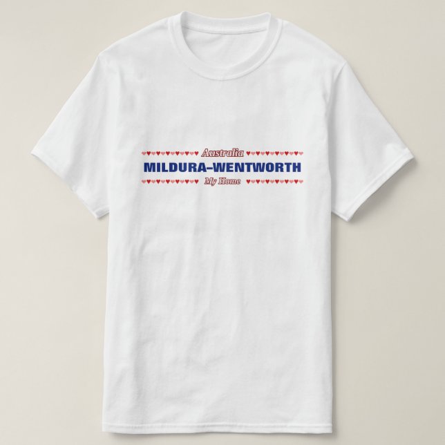 T-shirt MILDURA-WENTWORTH - Ma maison - Australie ; Coeurs (Design devant)