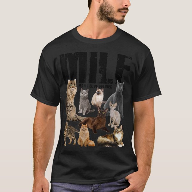 T-shirt Milf Man I Love Felines Pixel (Devant)