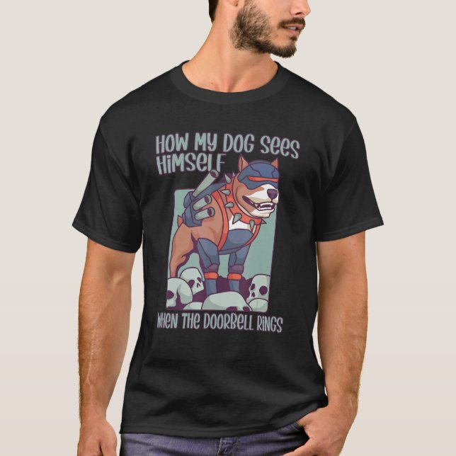 T-shirt Military Dog Pitbull Security Saying For Women And (Devant)