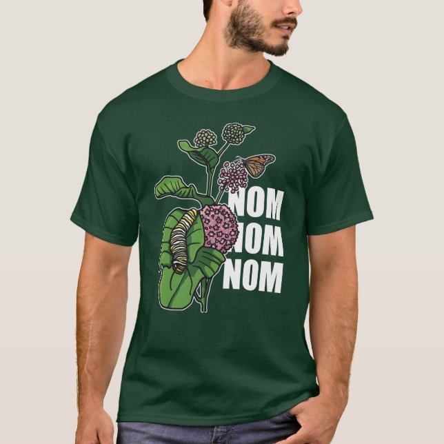 T-shirt Milkweed Nom Nom Nom de Caterpillar de papillon de (Devant)