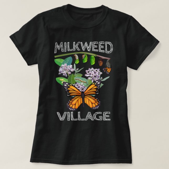 T-shirt Milkweed Village Monarch Papillon Métamorphose (Design devant)