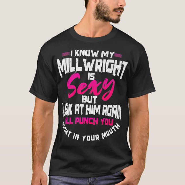 T-shirt Millwright Wife Image On Back Of Clothing Premium  (Devant)