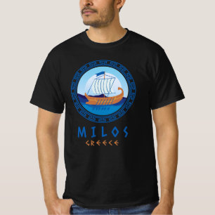 T-shirt Milos, Grèce Conception de bateau grec Hommes