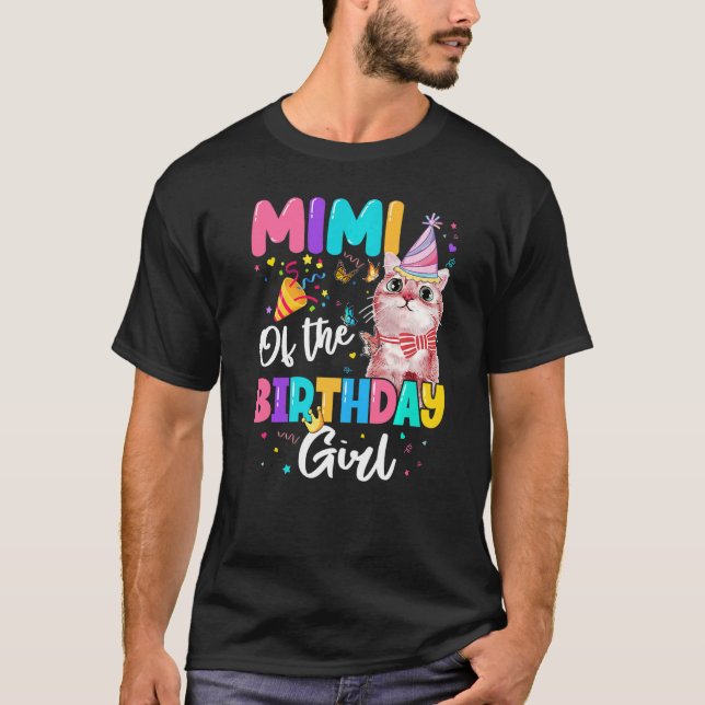 T-shirt Mimi De L'Anniversaire Fille Chat Kitten Thème Fam (Devant)