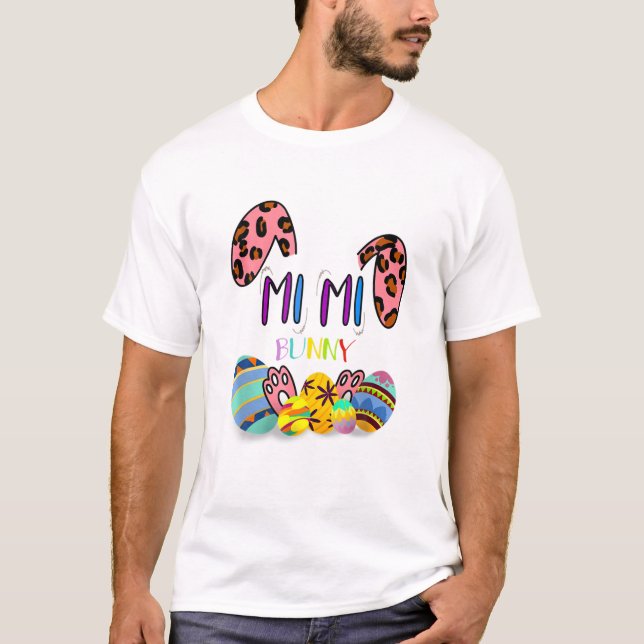 T-shirt Mimi Leopard Lapin Lapin Oreilles Joyeuses Pâques  (Devant)