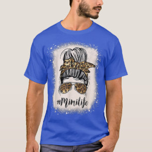 T-shirt Mimi Life Leopard Bleached Mothers Day Messy Bun W