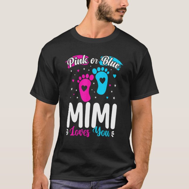T-shirt Mimi Rose Ou Bleu Vous Aime Mignonne Genre Révéler (Devant)