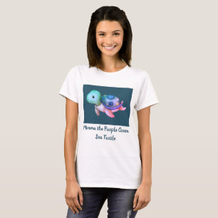T-shirt Mimma mignonne l'aquarelle pourpre vert tortue de 