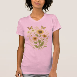 T-Shirt Mince Fit & Butterflies & Garden Femmes