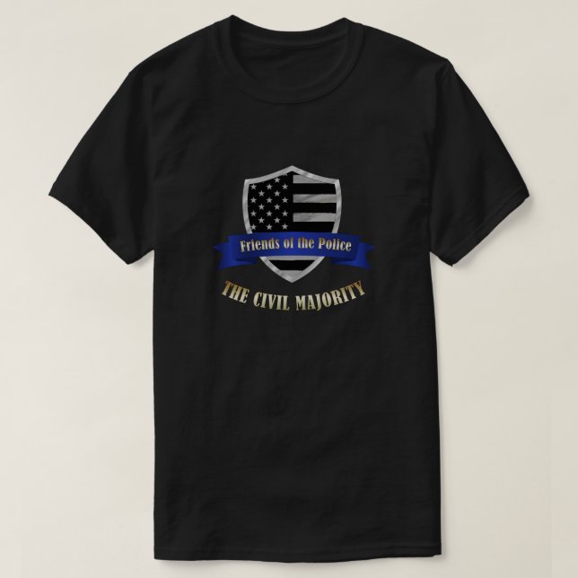 T-shirt Mince Ligne bleue Amis de la police majorité civil (Design devant)