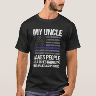 T-shirt Mince Ligne Bleue Officier de Police Oncle T Chemi