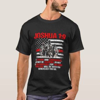 T-shirt Mince ligne rouge Verset biblique des pompiers Jos