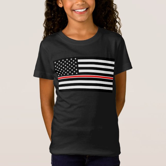 T-Shirt Mince Red Line Drapeau : Mémorial du héros des pom (Devant)