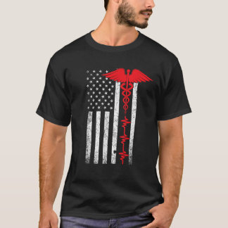 T-shirt Mince Red Line USA Drapeau Infirmière pour Femmes