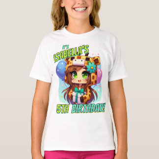 T-shirt Minecraft Anniversaire, Mignonne Fille, Minecraft,