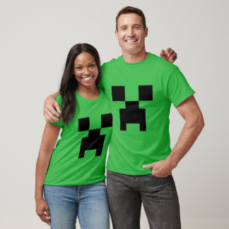 T-shirt Minecraft Creeper Pixel Visage de Monstre Vert – B