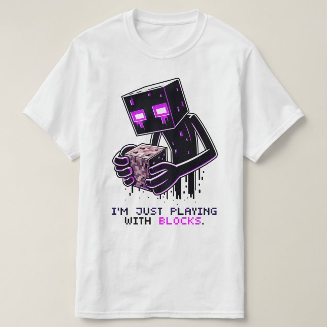 T-shirt Minecraft Enderman, je ne fais que jouer avec des  (Design devant)