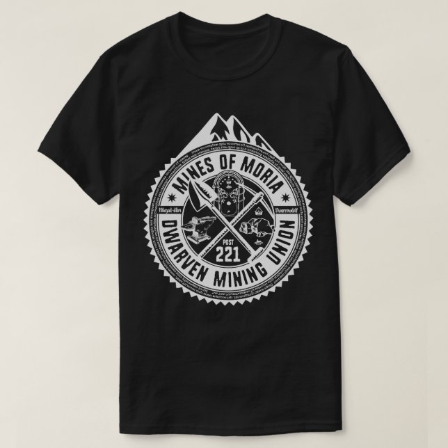 T-shirt Mines de Moria Dwarven Union minière (Design devant)